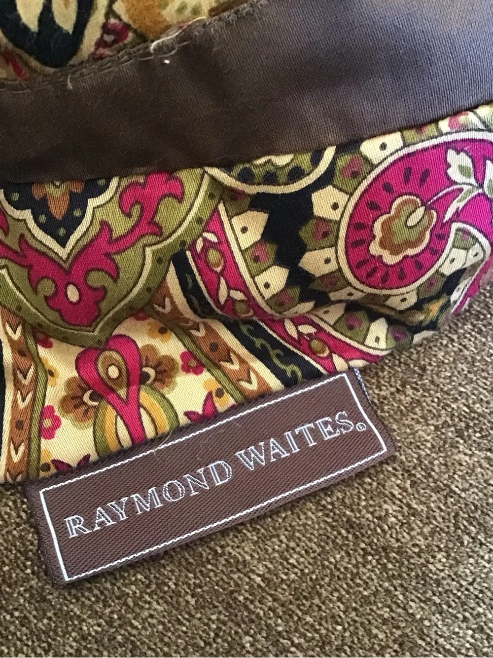Raymond Waites Designer Paisley Batik Flowers Accent Pillow
